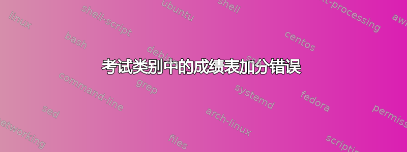 考试类别中的成绩表加分错误