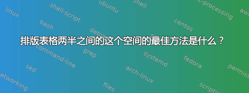 排版表格两半之间的这个空间的最佳方法是什么？