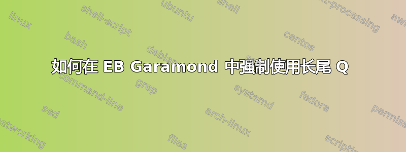 如何在 EB Garamond 中强制使用长尾 Q