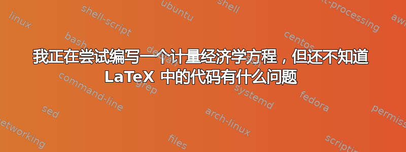 我正在尝试编写一个计量经济学方程，但还不知道 LaTeX 中的代码有什么问题