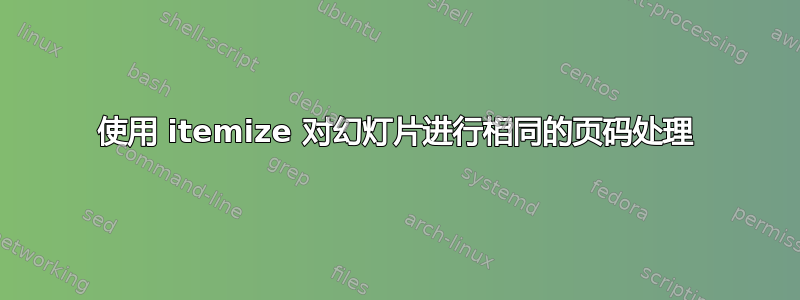 使用 itemize 对幻灯片进行相同的页码处理