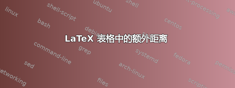 LaTeX 表格中的额外距离