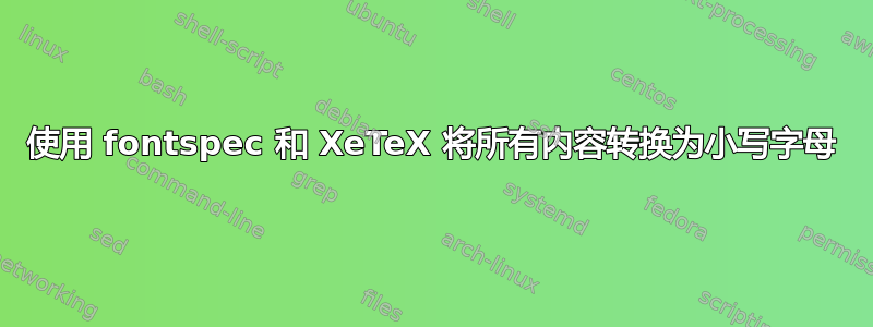 使用 fontspec 和 XeTeX 将所有内容转换为小写字母