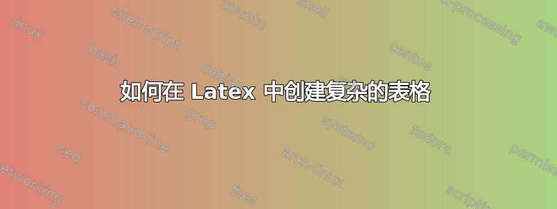 如何在 Latex 中创建复杂的表格