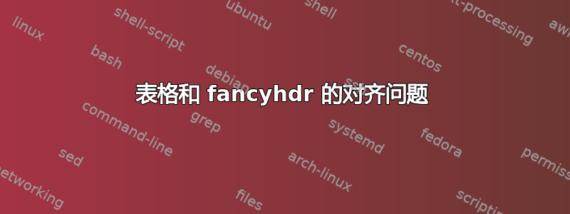 表格和 fancyhdr 的对齐问题