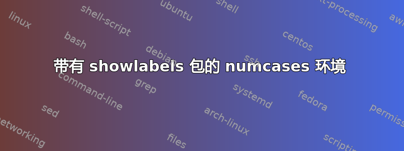 带有 showlabels 包的 numcases 环境