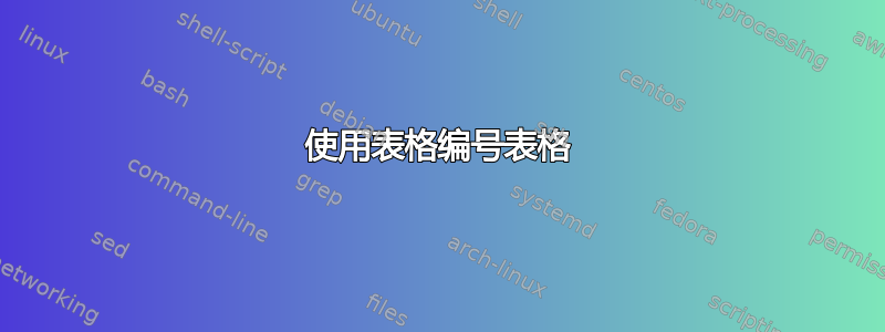 使用表格编号表格