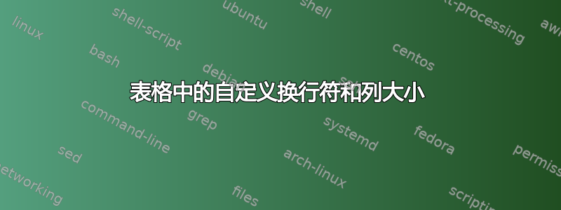 表格中的自定义换行符和列大小