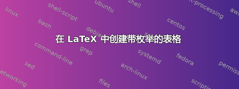 在 LaTeX 中创建带枚举的表格