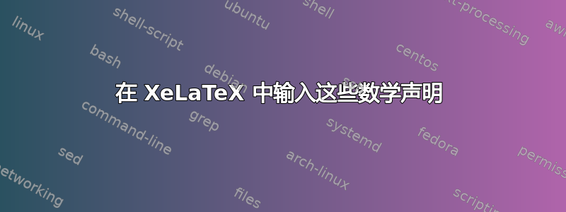 在 XeLaTeX 中输入这些数学声明