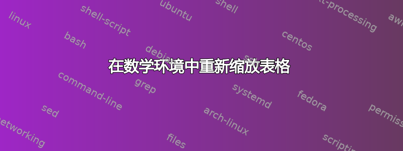 在数学环境中重新缩放表格