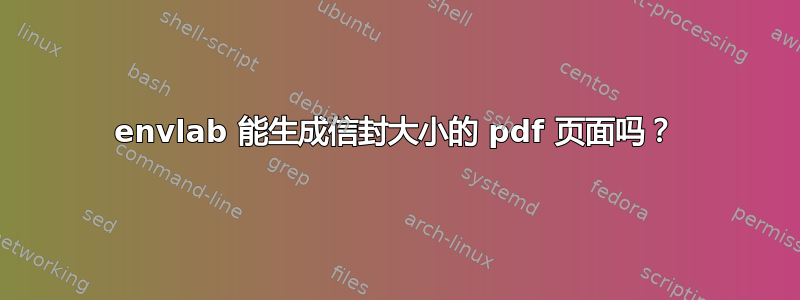 envlab 能生成信封大小的 pdf 页面吗？