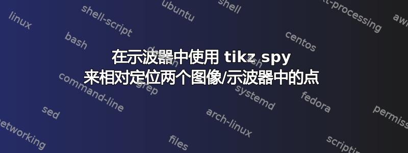 在示波器中使用 tikz spy 来相对定位两个图像/示波器中的点