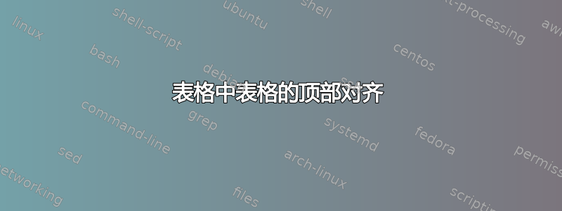 表格中表格的顶部对齐