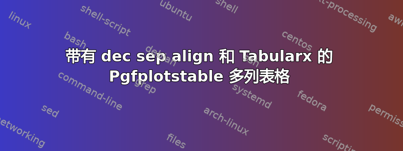 带有 dec sep align 和 Tabularx 的 Pgfplotstable 多列表格