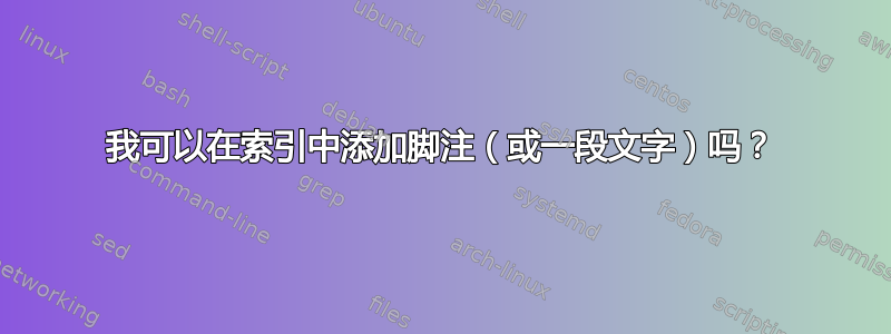 我可以在索引中添加脚注（或一段文字）吗？