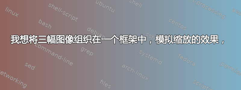 我想将三幅图像组织在一个框架中，模拟缩放的效果，