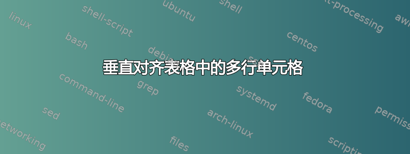 垂直对齐表格中的多行单元格