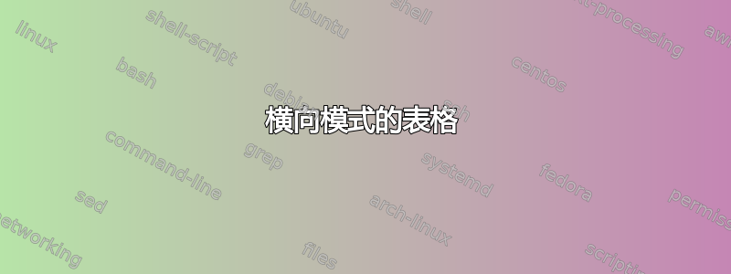 横向模式的表格