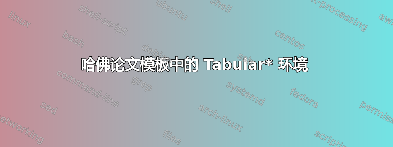 哈佛论文模板中的 Tabular* 环境