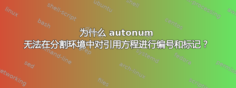 为什么 autonum 无法在分割环境中对引用方程进行编号和标记？