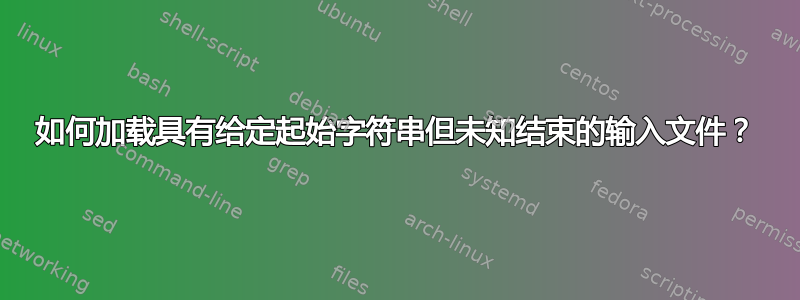 如何加载具有给定起始字符串但未知结束的输入文件？