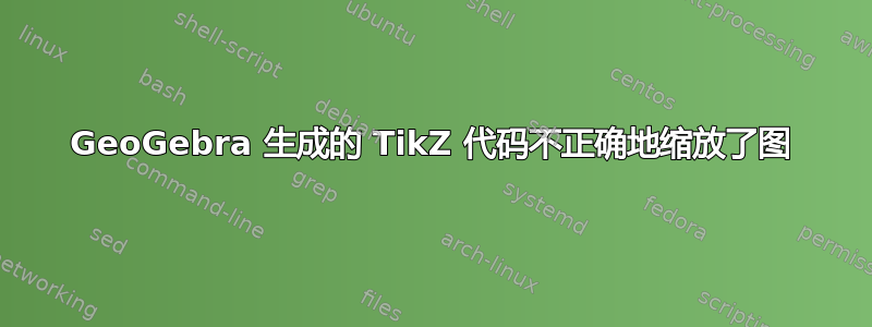 GeoGebra 生成的 TikZ 代码不正确地缩放了图