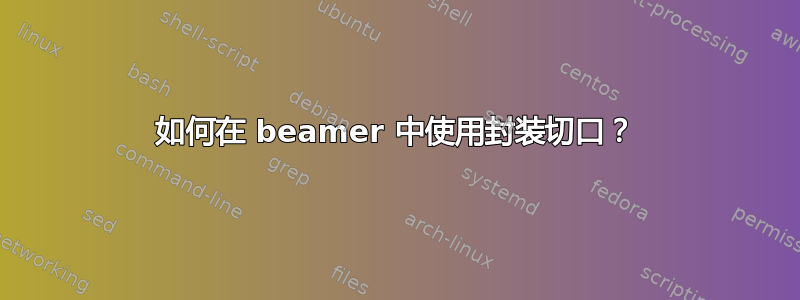 如何在 beamer 中使用封装切口？