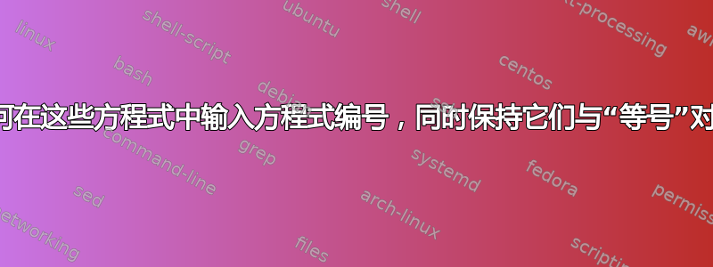 如何在这些方程式中输入方程式编号，同时保持它们与“等号”对齐