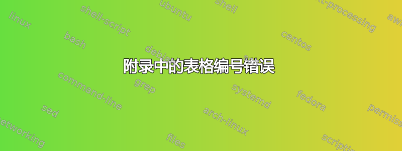 附录中的表格编号错误