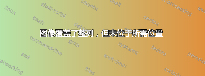 图像覆盖了整列，但未位于所需位置