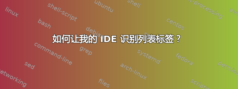 如何让我的 IDE 识别列表标签？