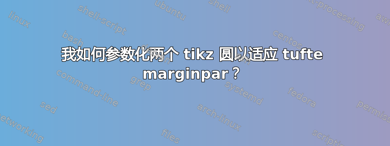 我如何参数化两个 tikz 圆以适应 tufte marginpar？