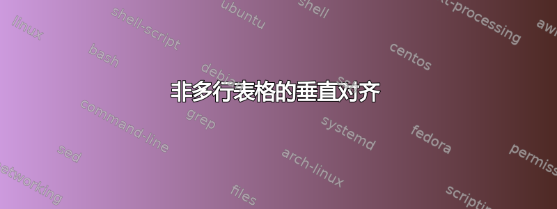 非多行表格的垂直对齐