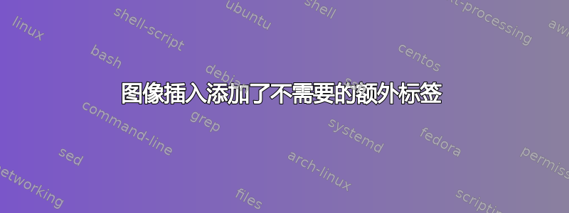 图像插入添加了不需要的额外标签