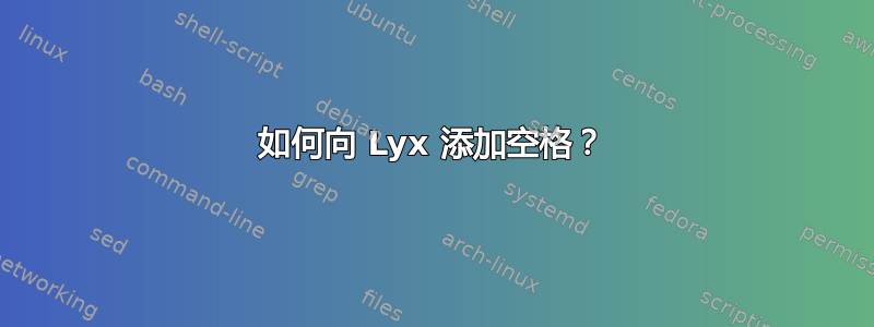 如何向 Lyx 添加空格？