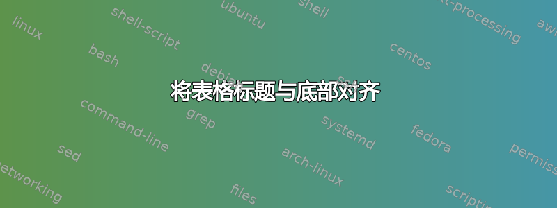 将表格标题与底部对齐