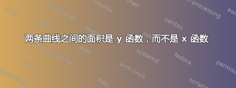 两条曲线之间的面积是 y 函数，而不是 x 函数