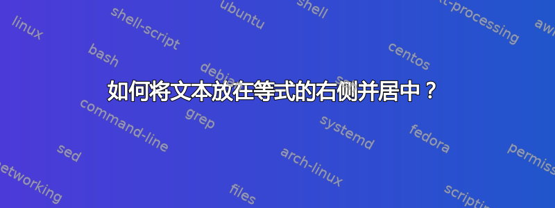 如何将文本放在等式的右侧并居中？