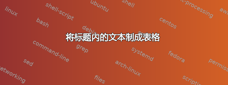 将标题内的文本制成表格