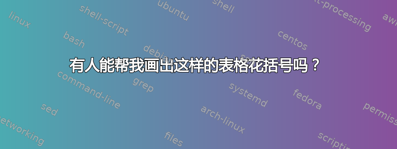 有人能帮我画出这样的表格花括号吗？