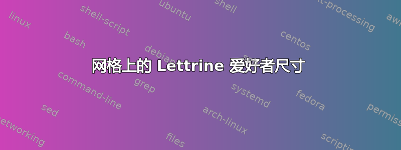 网格上的 Lettrine 爱好者尺寸