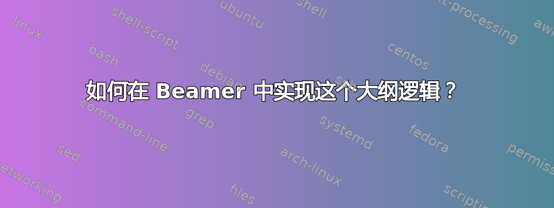 如何在 Beamer 中实现这个大纲逻辑？