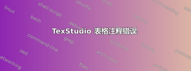 TexStudio 表格注释错误