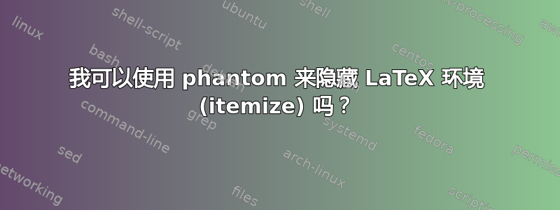 我可以使用 phantom 来隐藏 LaTeX 环境 (itemize) 吗？