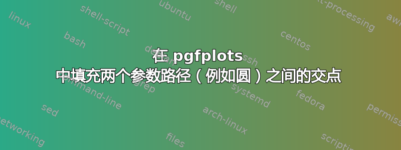 在 pgfplots 中填充两个参数路径（例如圆）之间​​的交点