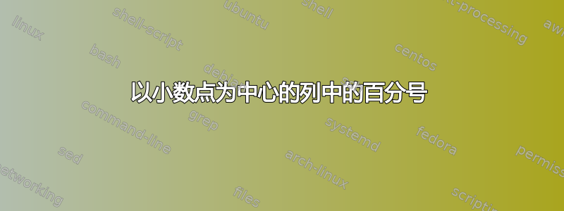 以小数点为中心的列中的百分号