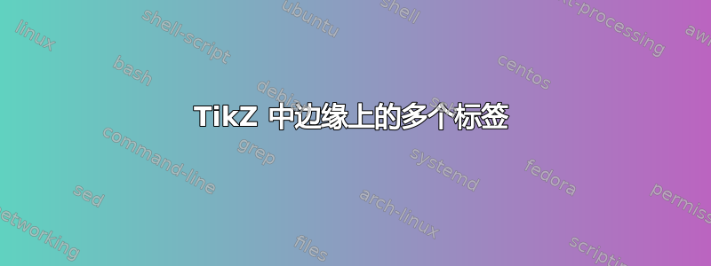 TikZ 中边缘上的多个标签