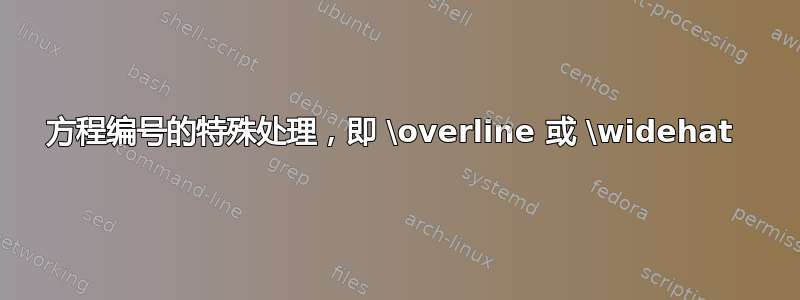 方程编号的特殊处理，即 \overline 或 \widehat 