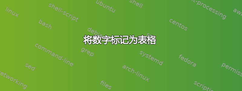 将数字标记为表格